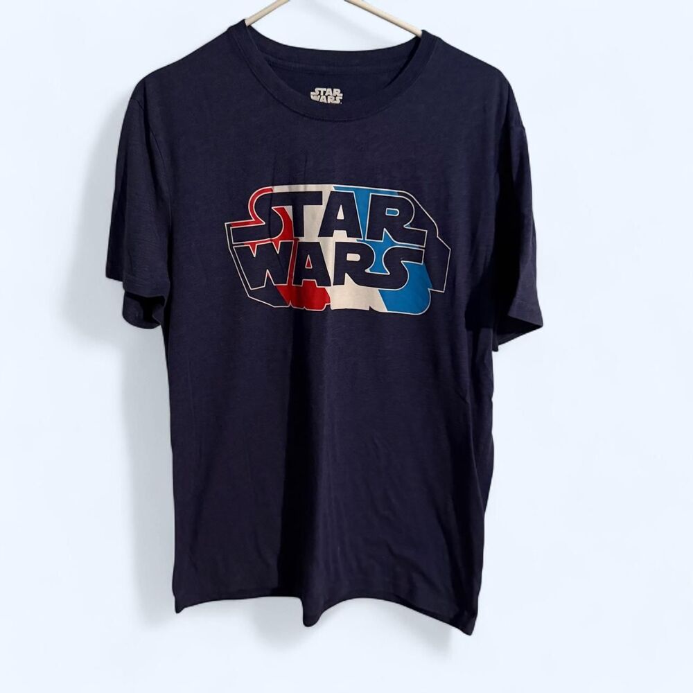 Star Wars T-Shirt Mens Large Blue Graphic Tee Flight For Freedom